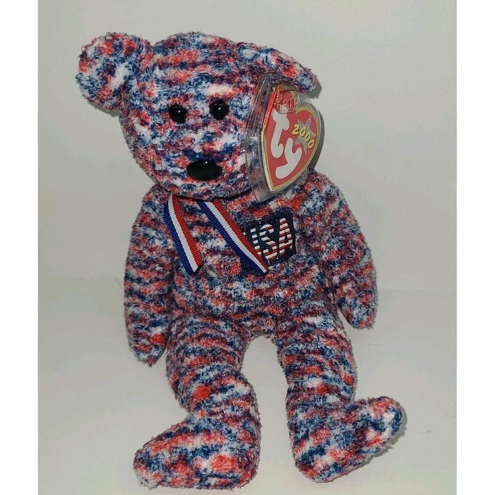 Ty Beanie Babies Lot of 3 Patriotic Bears GLORY'98, SPANGLE'99, USA 2000 w/tags!